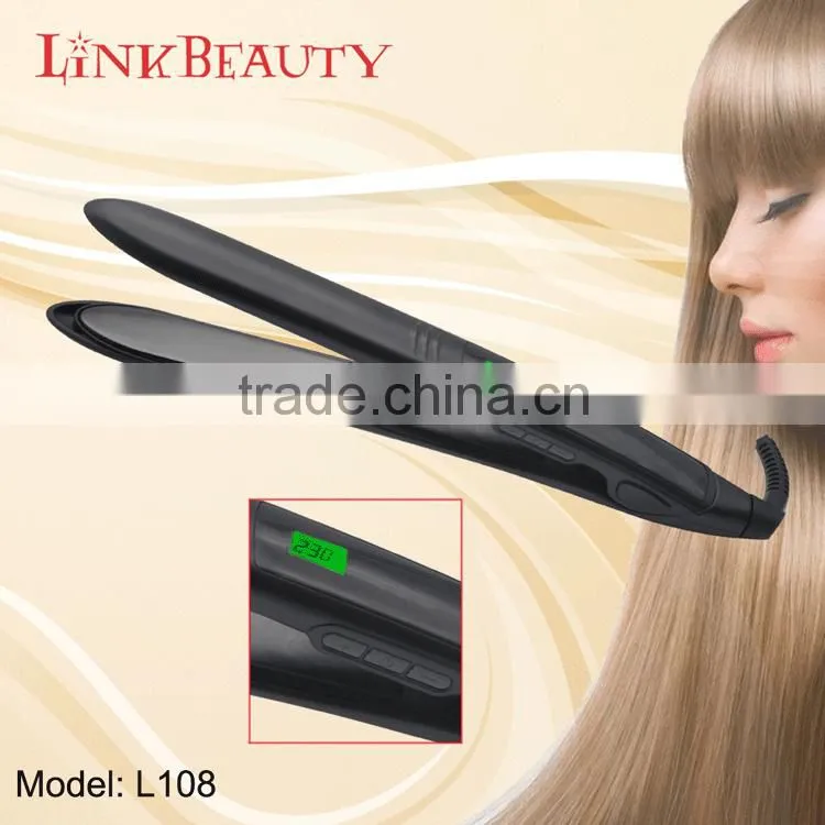 with brush shiny black plate hair straightener
