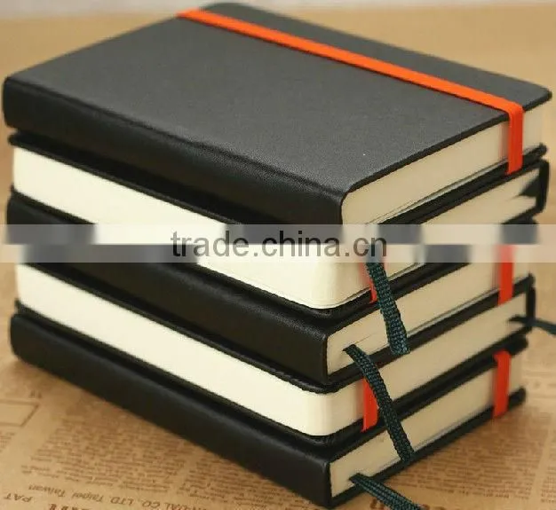 Leather pocket hardcover notebook with elastic rope