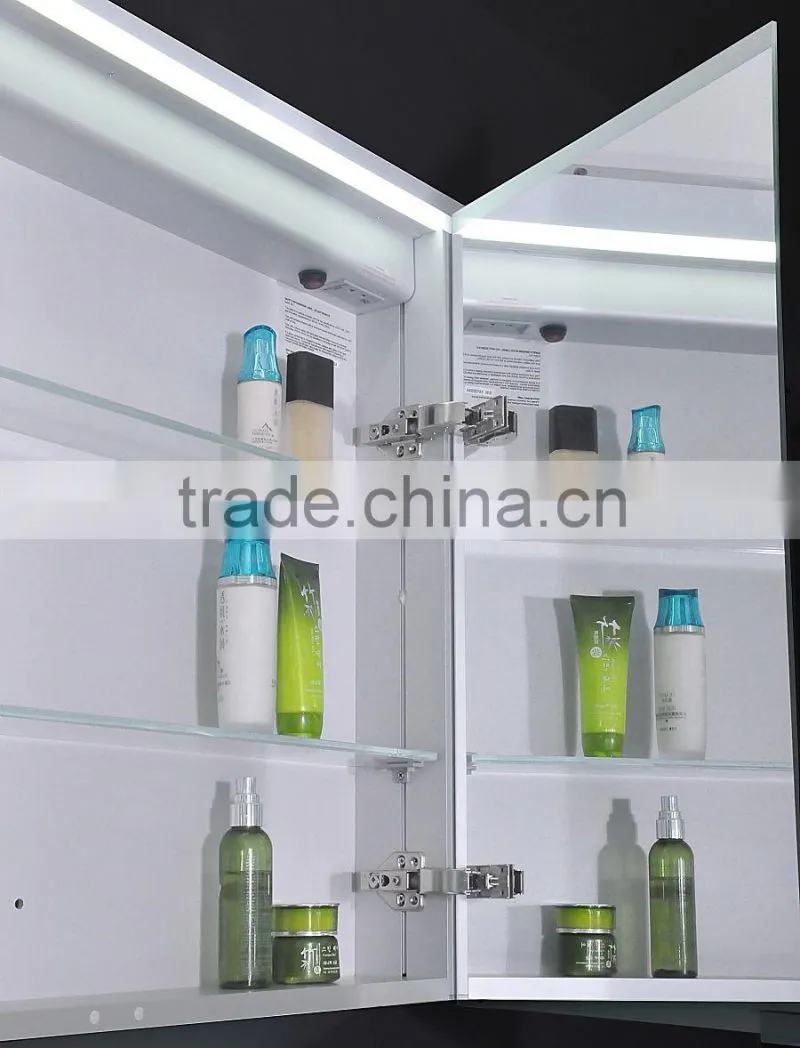 Engineering project LED bathroom mirror with backlights and glass storege cabinet