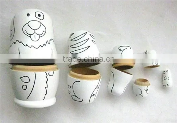 Kids funny wooden nesting doll diy toy