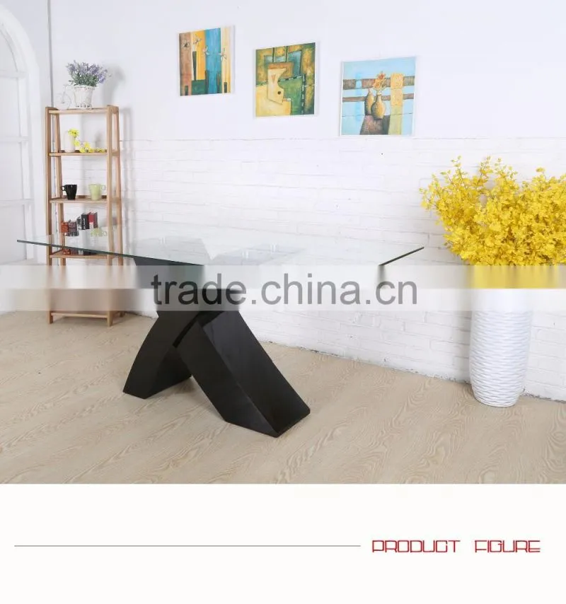 X shaped glass dining table promotion