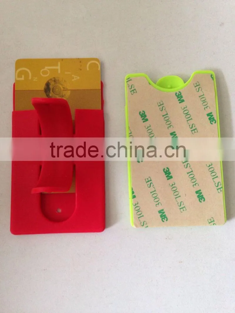 Brand printing sticky id card pocket holder for mobile phone