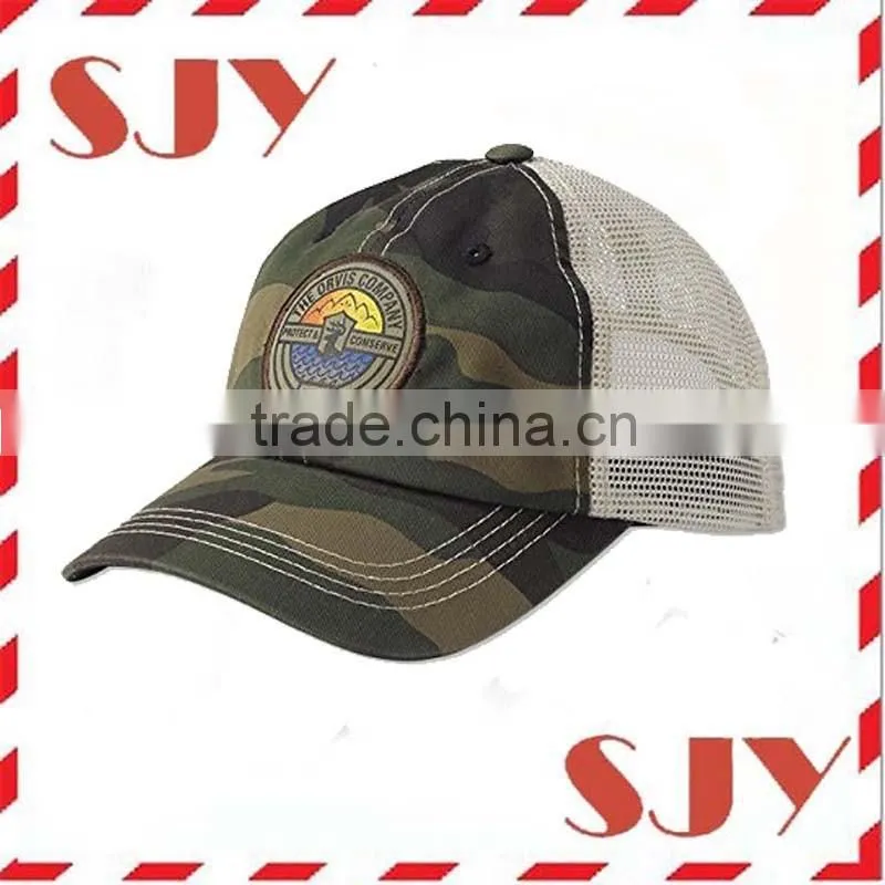 Adjustable Custom Camo Trucker Cap with Rope Front