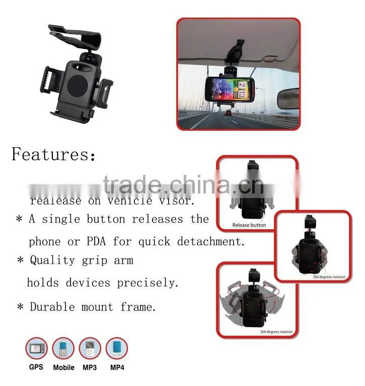 Latest mobile phone holder with sunlight shield car mount holder for phone PDA GPS