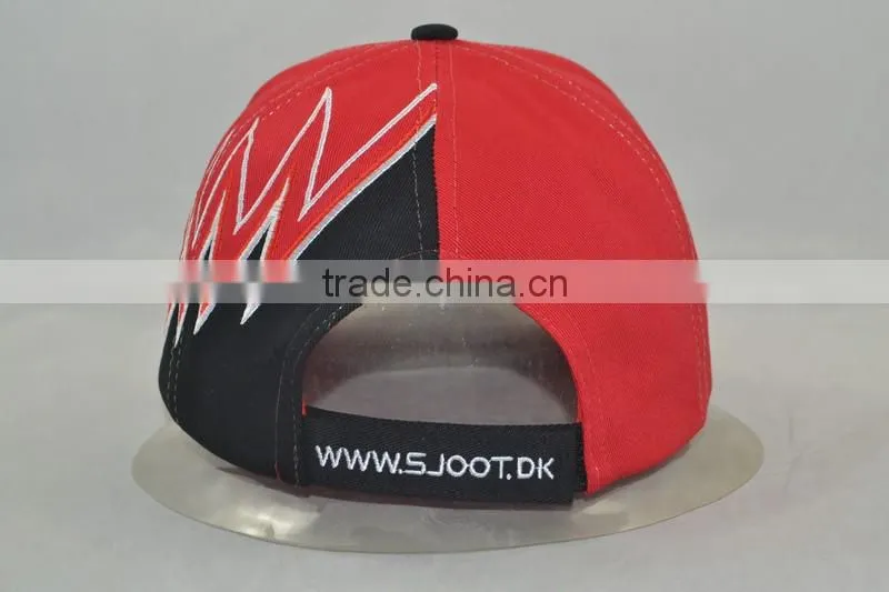 Guangzhou hat factory professional custom 6 panel / 100% cotton / / embroidery logo/brim gear shape/red baseball cap