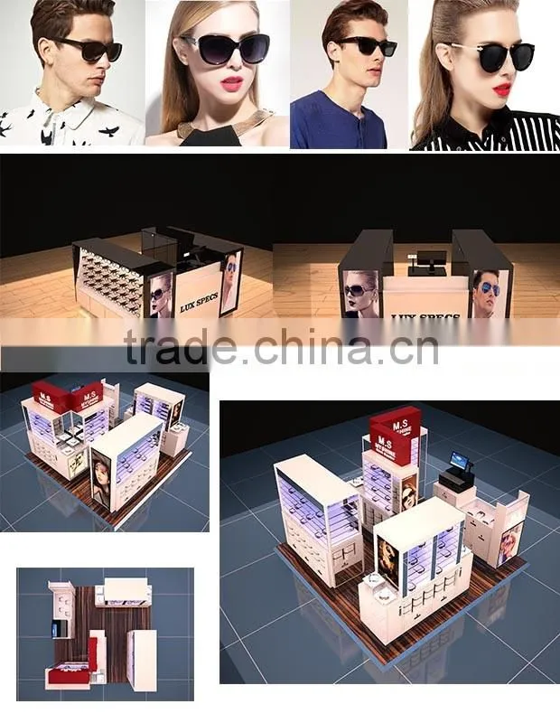 custom wooden mall sunglass display kiosk