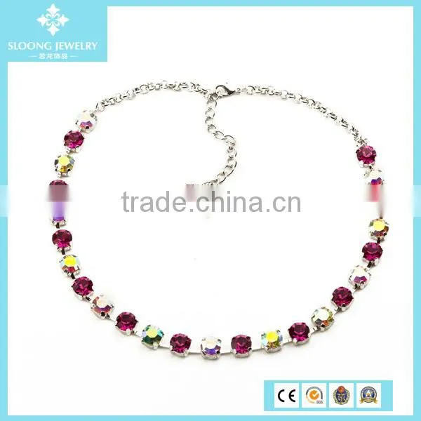 New Custom Brand Quality Colorful Crystal Necklace Chain Types