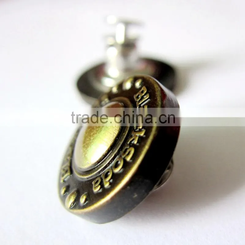 brush brass color alloy jeans button for man jeans