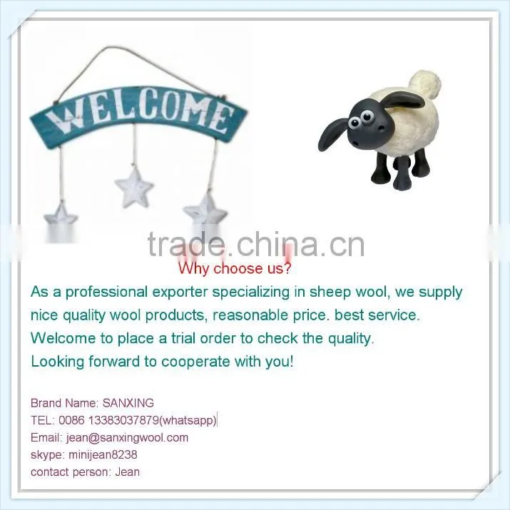 fine sheep woolwaste 27mic & 30-50mm, natural white color