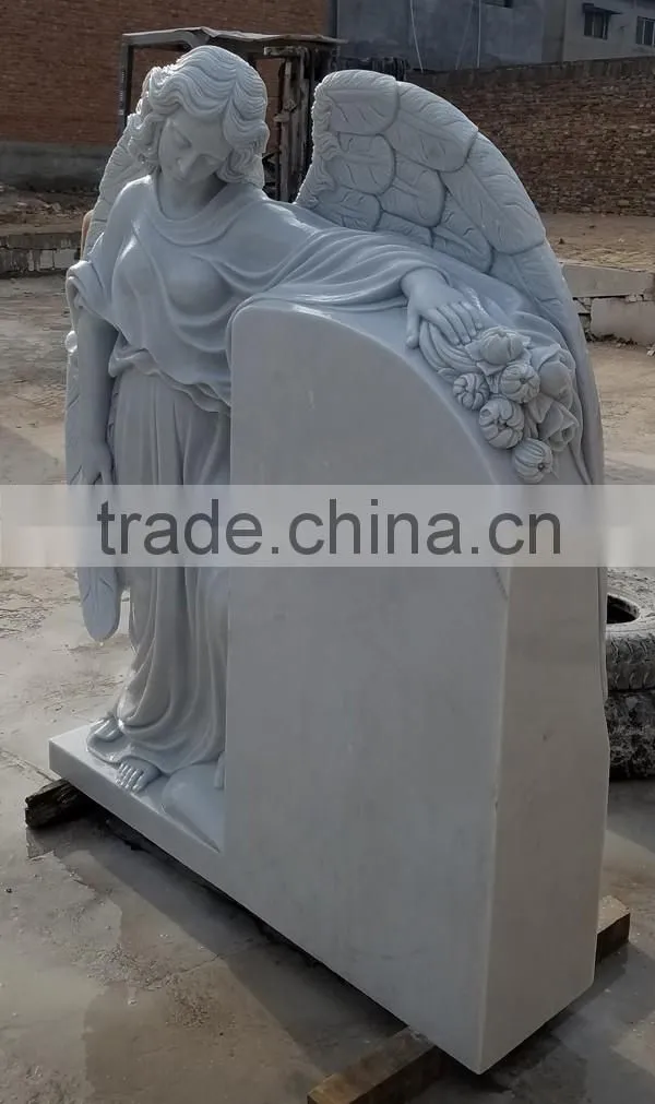 White Marble Angel Carving Monument Tombstone