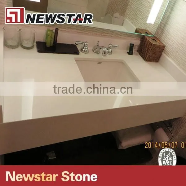 Prefabricated quartz vanity top with sink