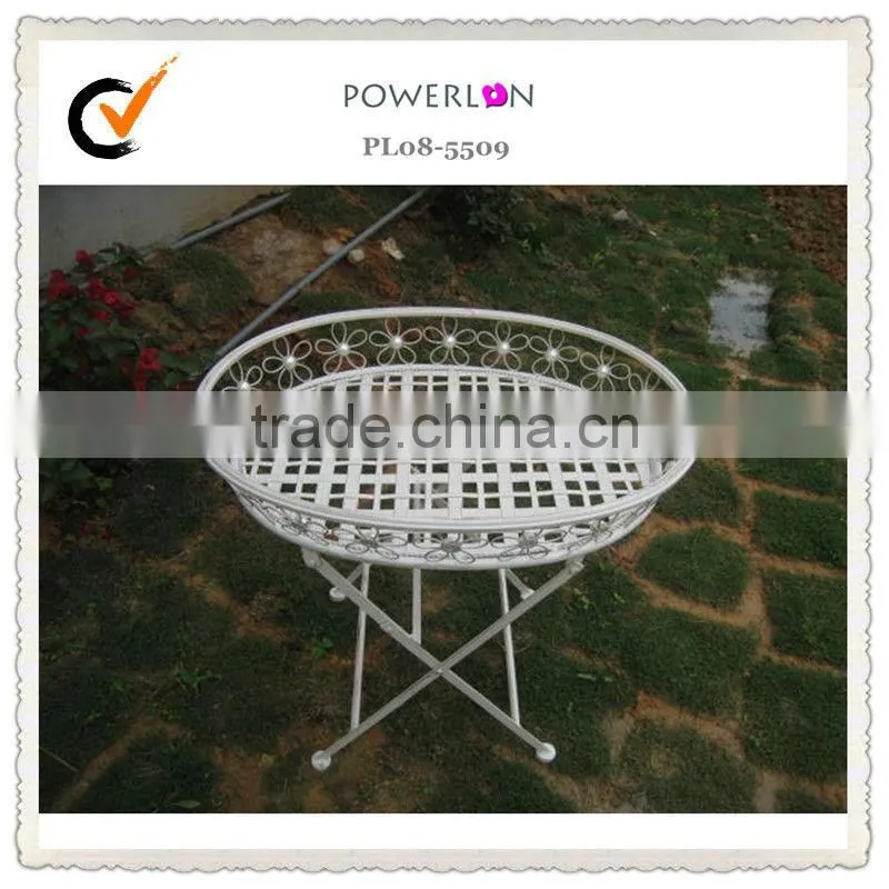 Royal Antique Wrought Irons Folding Metal Decorative Outdoor Tray Table