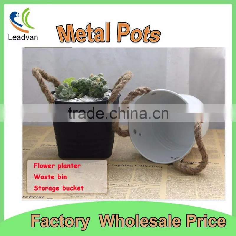 high quality china metal handicraft black western half round boat flower pot for garden