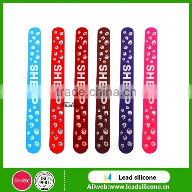 promotional custom printing silicone slap bracelet