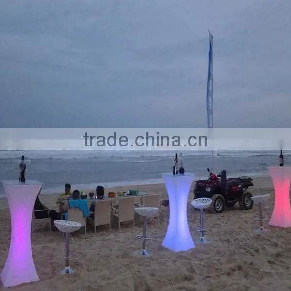 LED furniture hot sale remote control illuminated portable high tables and bar stools for garden