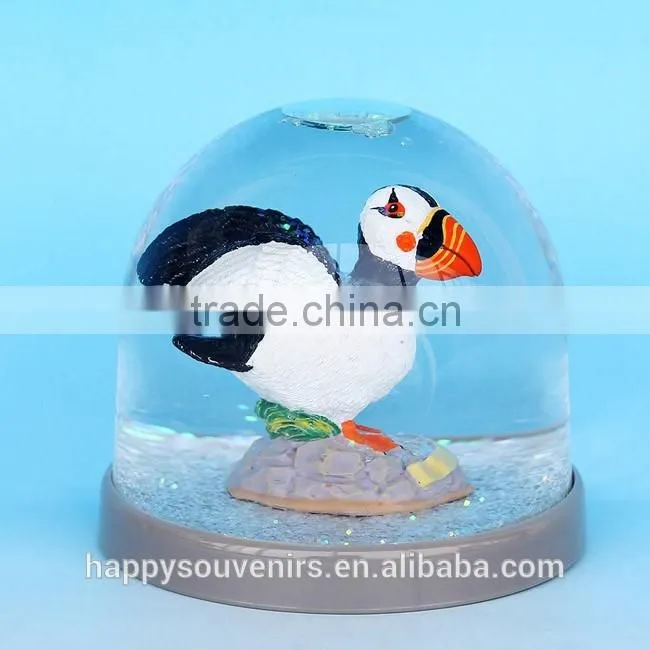 Ployresin Puffin Plastic Snow Globe For Decor