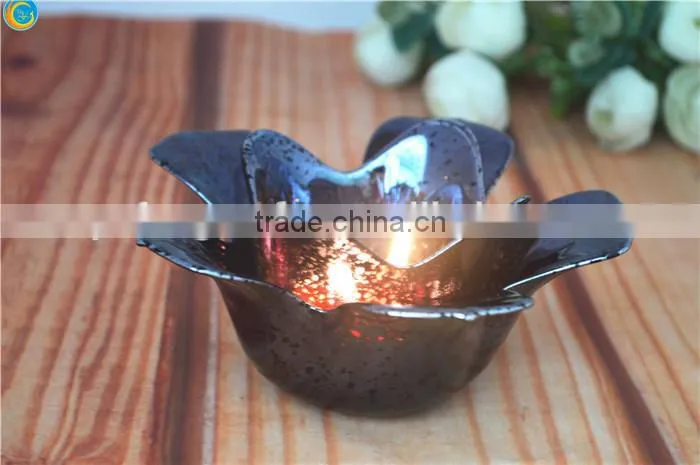 Lotus shape glass candlestick