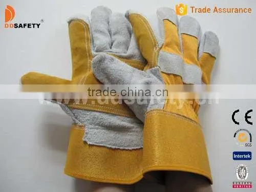 DDSAFETY Wholesale Double Leather Glove Safety Gloves