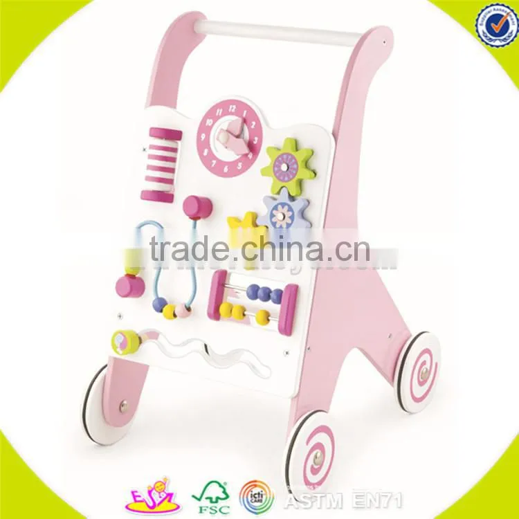 Wholesale children learning walk wooden baby stroller top quality wooden baby stroller W08J002