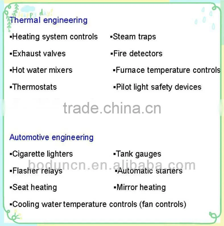 Custom Bimetal Type Thermostat / Termostat Made in Wuhu