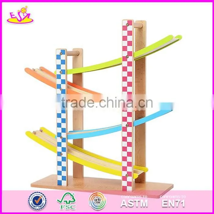 2017 new design 3 levels funny children wooden toy car track W04E052