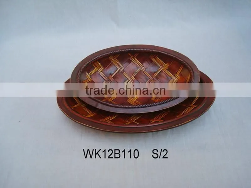Leaf round bamboo plates in various shape bamboo decoration