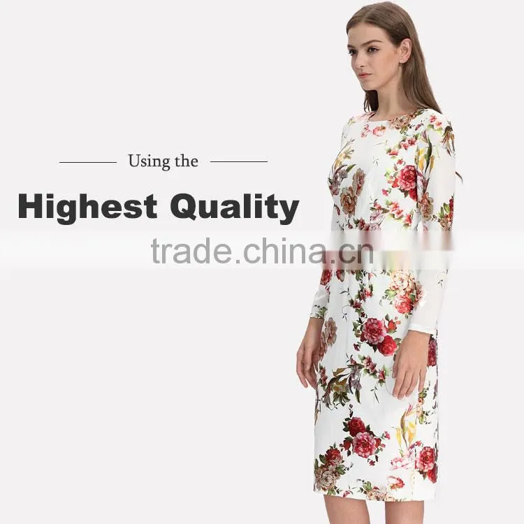 2017 new digital print design ladies fashion dress with pictures