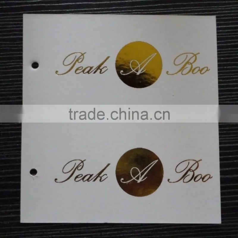2016 High quality customized thick paper hang tags with gold foil logo