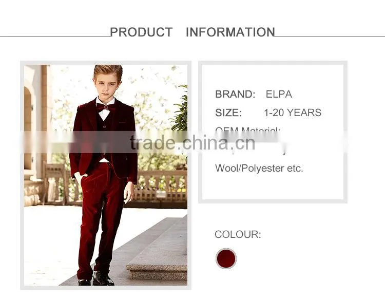 ELPA red kids sweat 3 pcs boys formal suits
