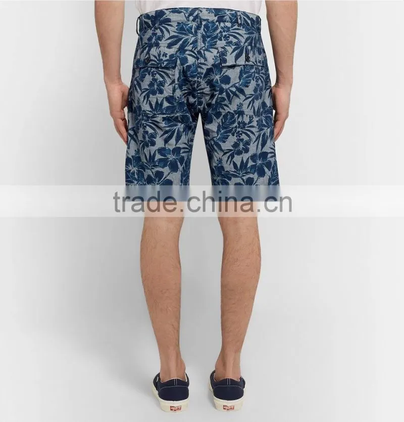 High Quality Whole Through Floral Prints One Button Closured Chino Shorts for Men