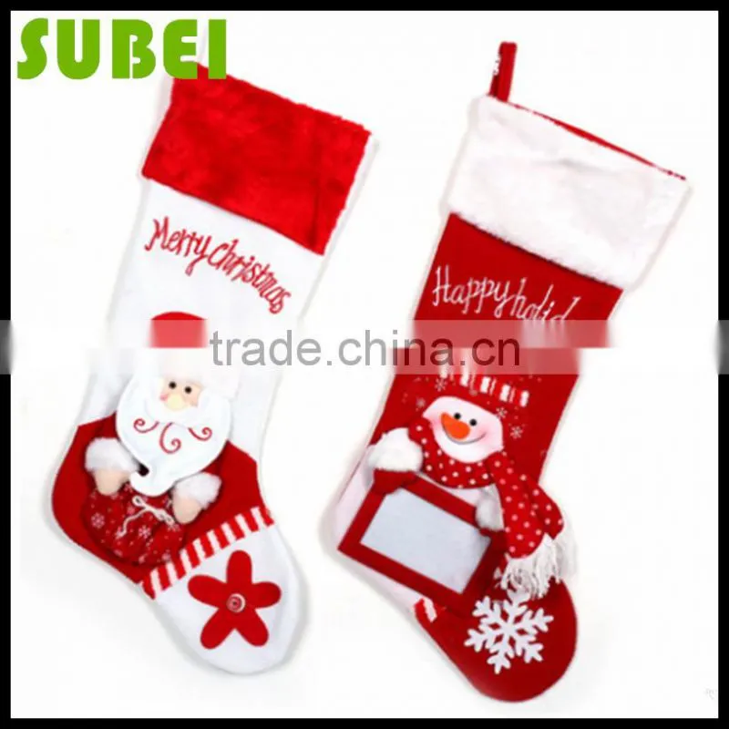 Flashing Christmas decoration socks,high-grade Christmas applique stockings
