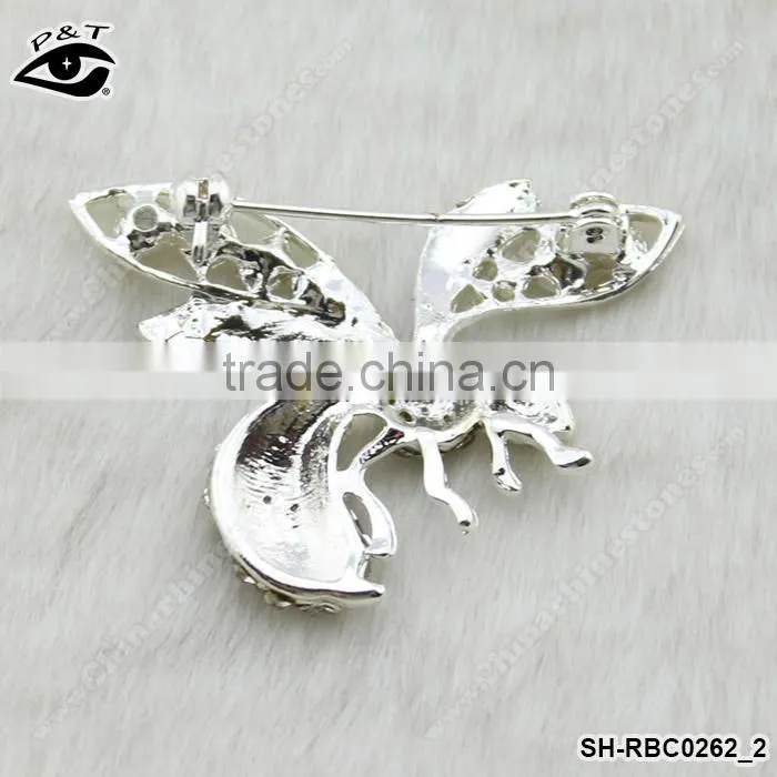 Cute honey bee Shaped Shaped Rhinestone brooch Crystal pins wholesale brooches for wedding invitation cards