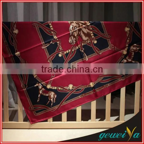 High Quality Horse Printing Silk Square Scarf