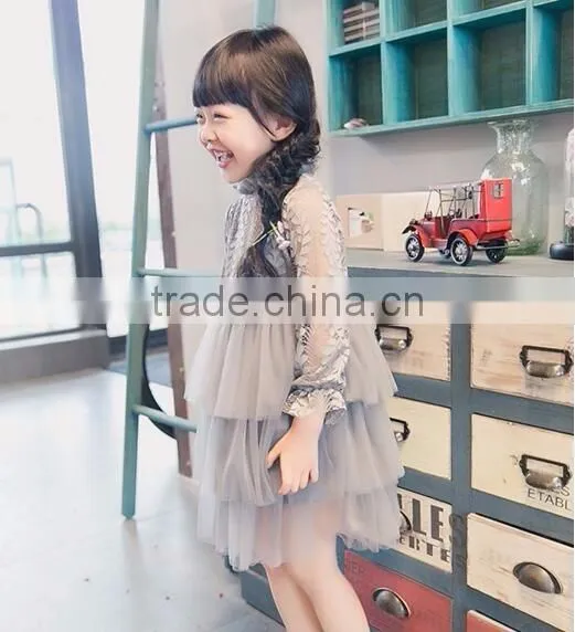 latest girls design long sleeve ruffle girls boutique dress
