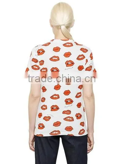 Custom Womens Top Quality Cotton Short Sleeve O Neck Printed T-Shirts,New Cotton Printed 180g T Shirts for women