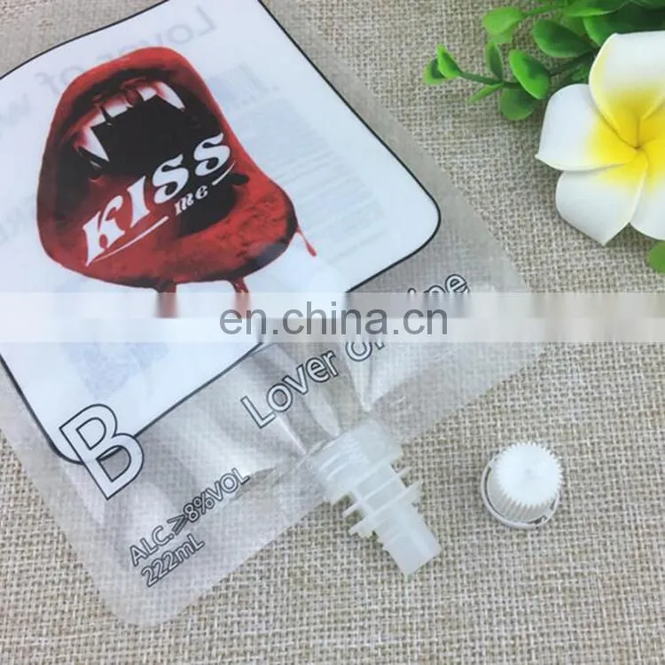 YBJ FDA/BRC/ plastic detergent packaging stand up spouted pouch for red wine