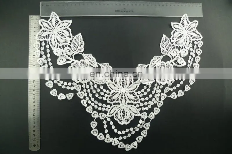 2017 latest custom embroidery neck design lace collar for wedding dresses
