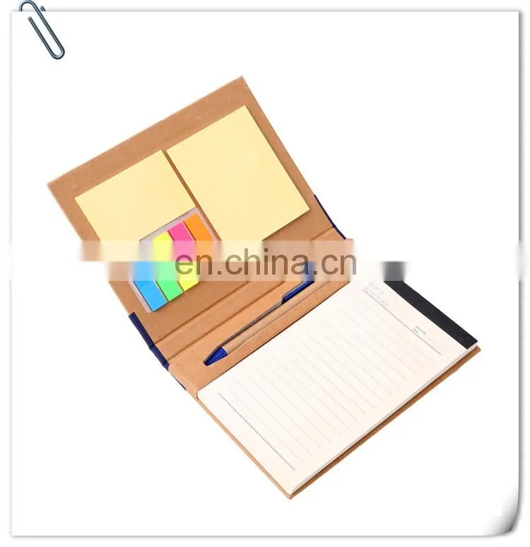 portable recycled booklet notebook with customized logo and ball pen
