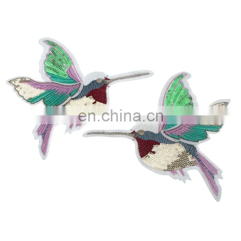 2017 Hot Sale Fashion Applique Embroidery Bird Patch with Sequins and Beads