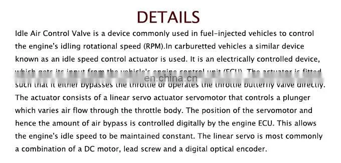 Idle Air Control Valve 13411433626 13411726209 for BMW E30 E36 E34 520i 525i RM1