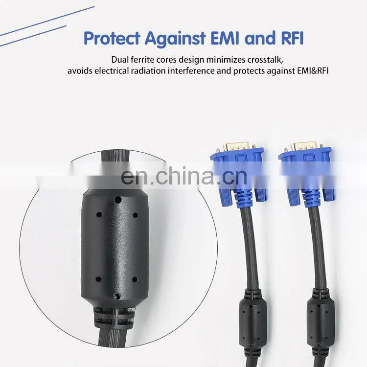 10m male to male vga 9pin cable specification WITHOUT screws