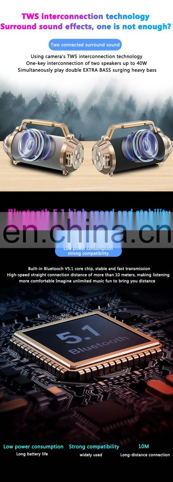Mini speaker 2020 wholesale OEM/ODM remote control mobile phone/computer 5.0 1200MAH high capacity
