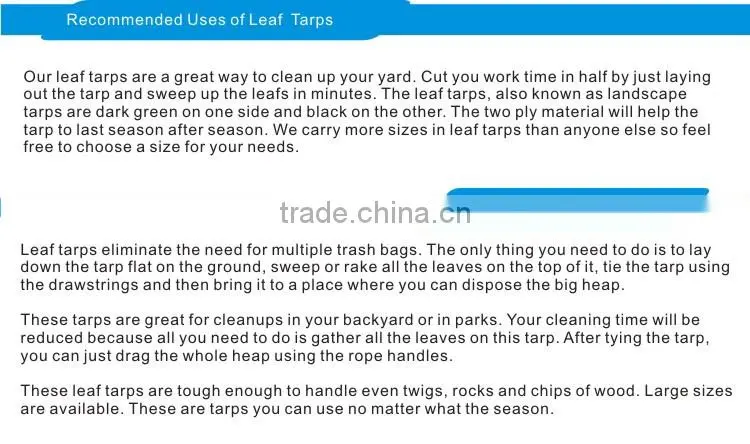 Tear resistance PE leaf tarpaulin