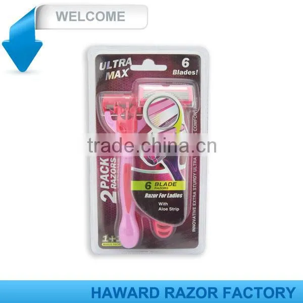 D621L High quality six stainless steel blade shaving razor
