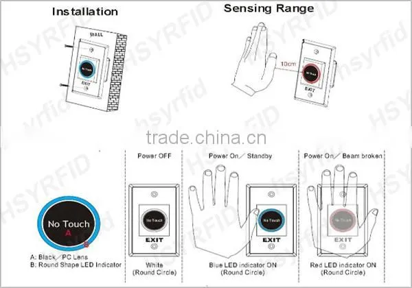 Automatic door operator push button switch for access control
