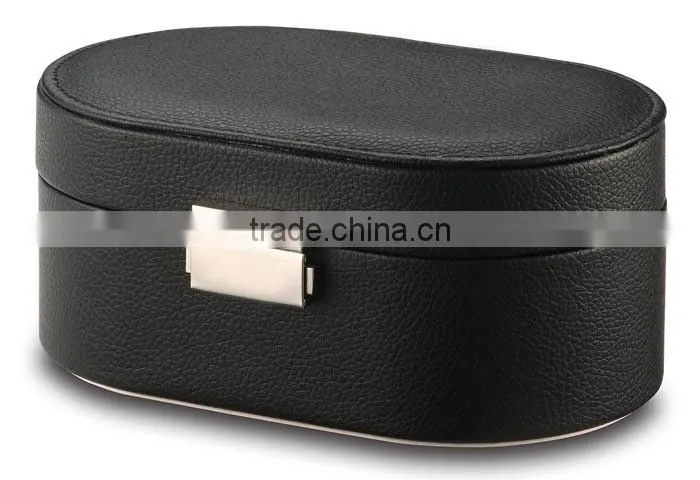 Small Faux Leather Mirror Travel Jewelry Box Organizer Display Storage Case for Rings Earrings Necklace (Black)
