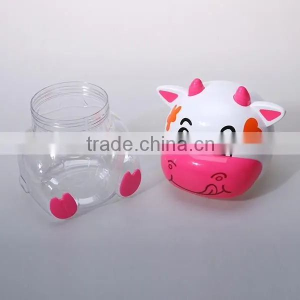 Cute Cow shaped plastic bottle toy candy box