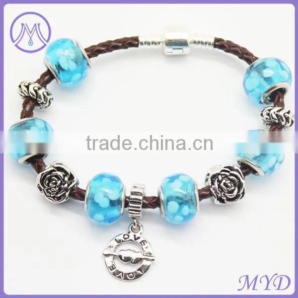 European style 925 sterling silver plated women beaded bracelets
