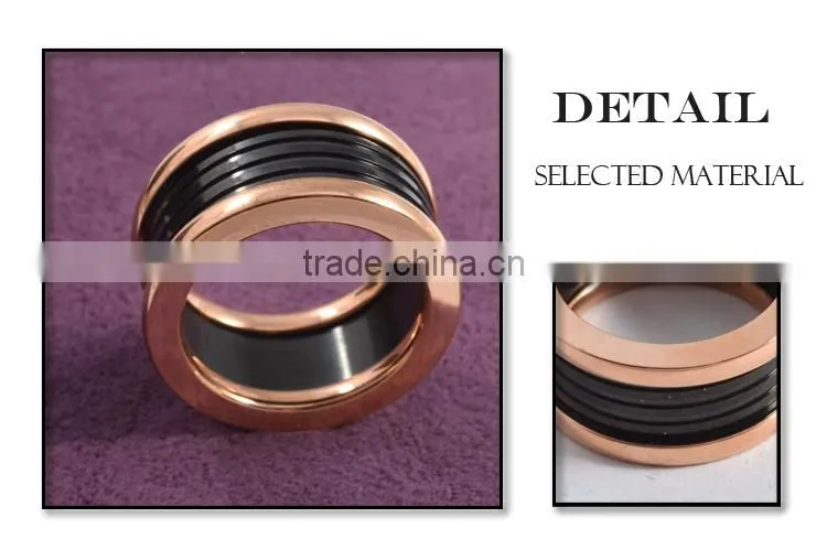 Rose gold ring napkin rings women black ceramic rings stainless steel