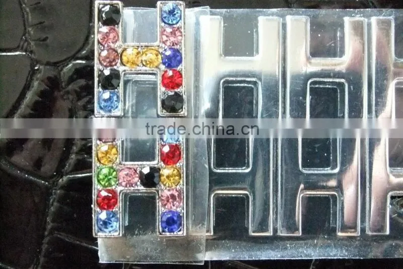 Wholesale Zinc Alloy 10mm Mixed Color Colorful Rhinestones Slide Letters